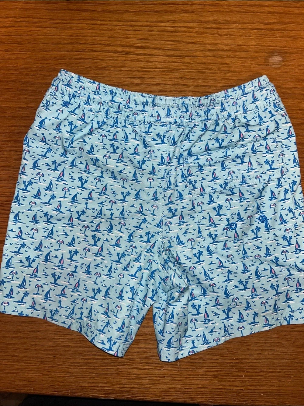 Boys Vineyard Vines Light Blue Sailboat Print Swim Trunks
